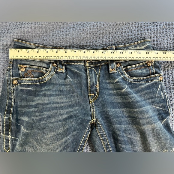 ROCK‎ REVIVAL WOMEN'S NOELLE BOOT CUT JEANS SIZE 30 FRAYED HEAVY STITCHING - Picture 11 of 16